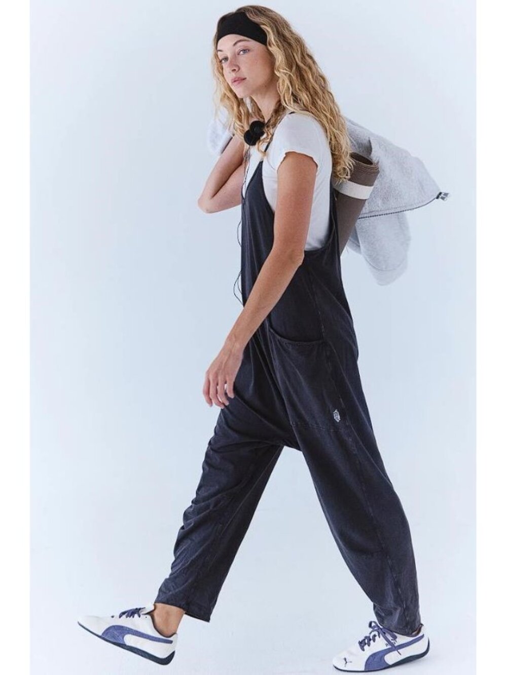 FP MOVEMENT BY FREE PEOPLE Women's Hot Shot Onesie Size L in Washed Black